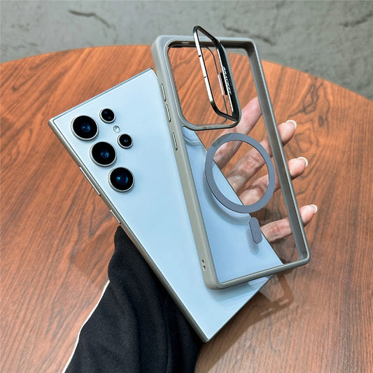 Fold lens stand magnetic wireless charging shockproof case - product image