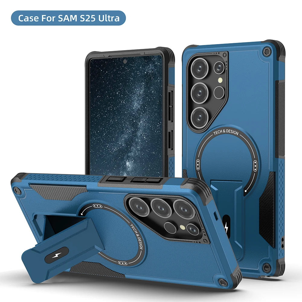 Fold stand holder magnetic armor wireless charging hard case samsung - product image