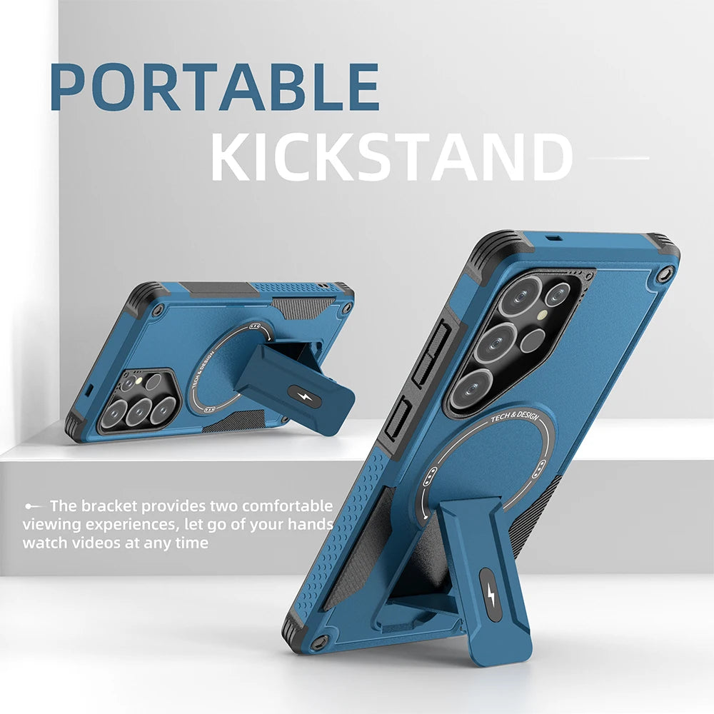 Fold stand holder magnetic armor wireless charging hard case samsung - product image