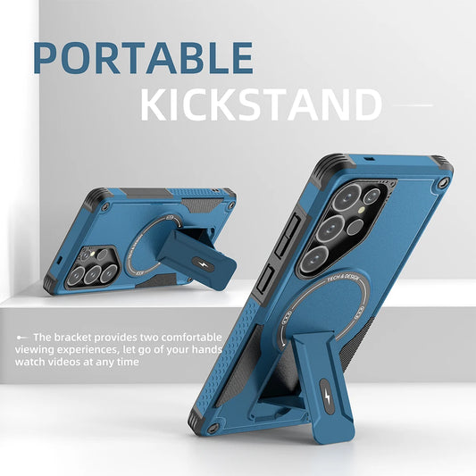 Fold stand holder magnetic armor wireless charging hard case samsung - product image