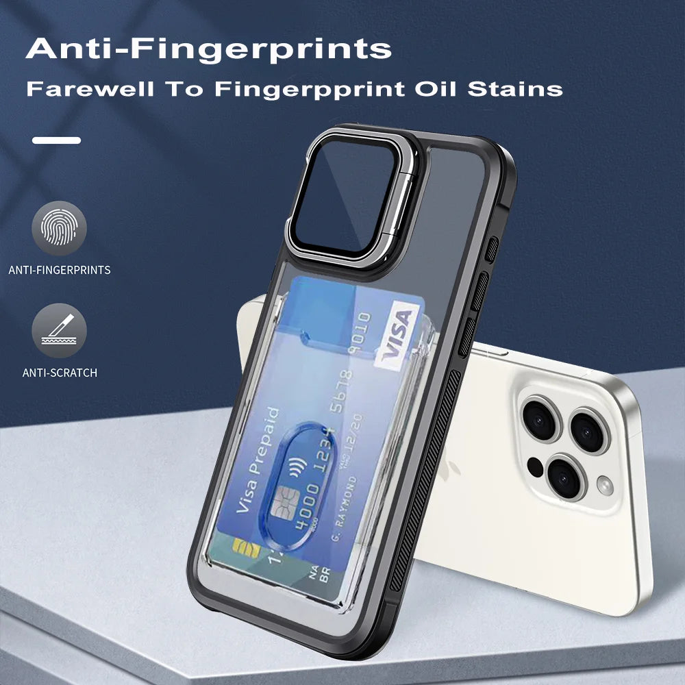 Folding lens stand card holder wallet case - product image