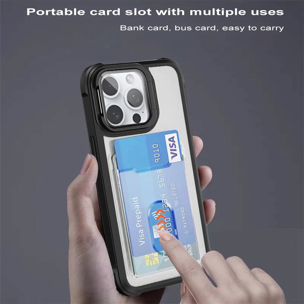 Folding lens stand card holder wallet case - product image