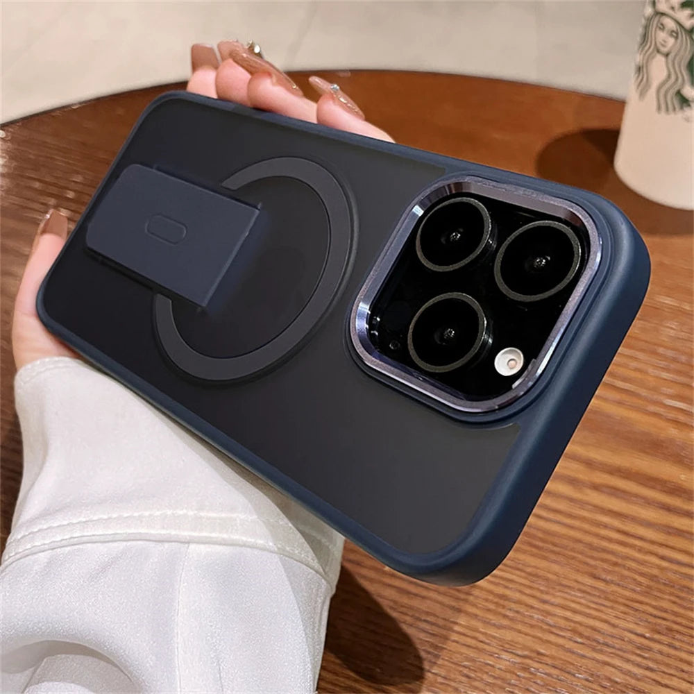 Folding stand magnetic matte wireless charging case - product image