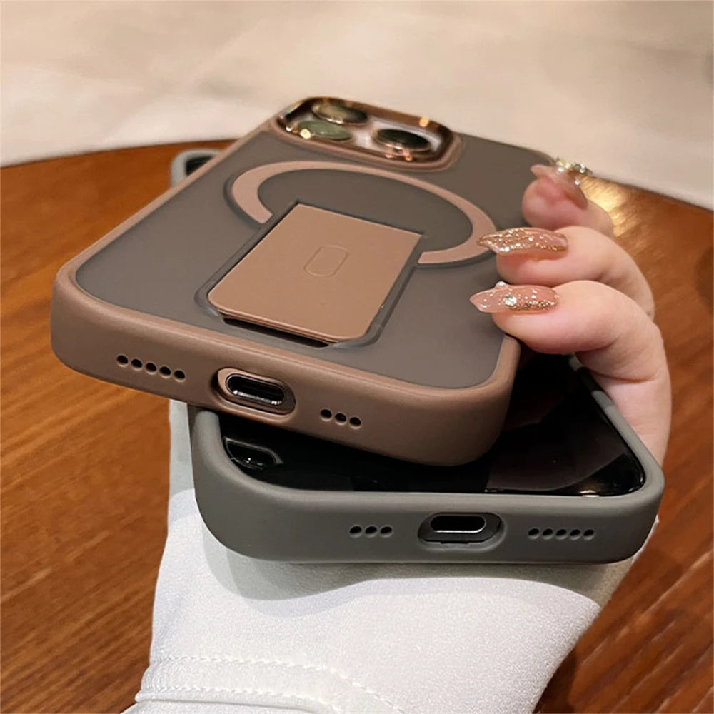 Folding stand magnetic matte wireless charging case - product image