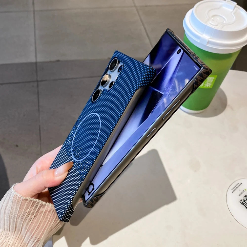 Frameless carbon fiber magnetic wireless charging hard pc case samsung - product image