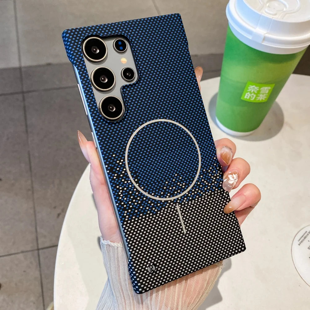 Frameless carbon fiber magnetic wireless charging hard pc case samsung - product image