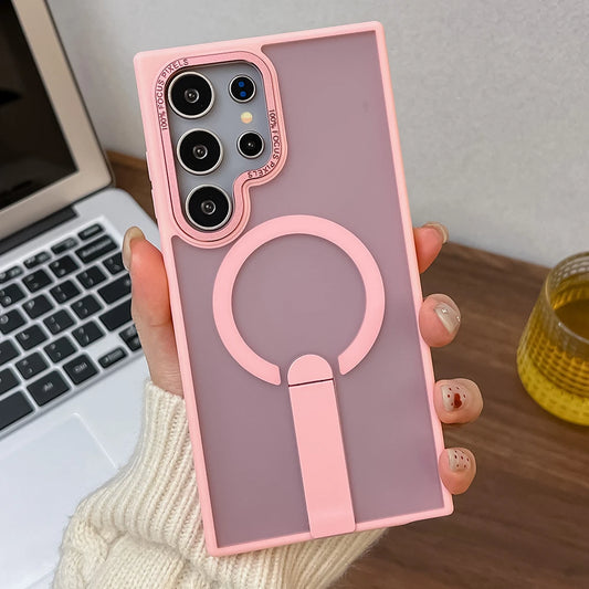 Frosted magnetic fold stand holder wireless charging case - product image