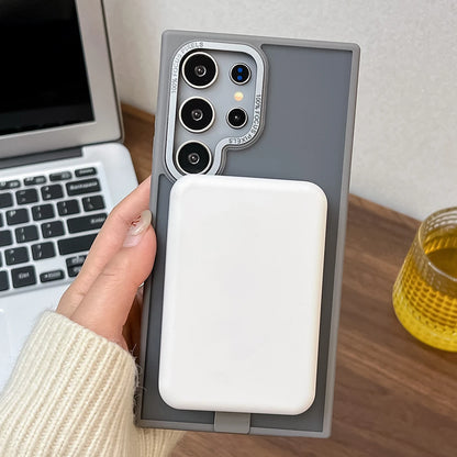 Frosted magnetic fold stand holder wireless charging case - product image