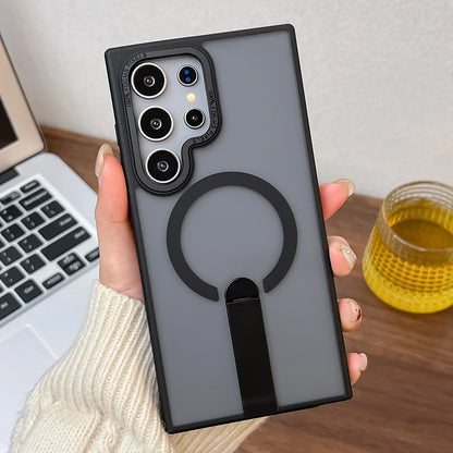 Frosted magnetic fold stand holder wireless charging case - product image