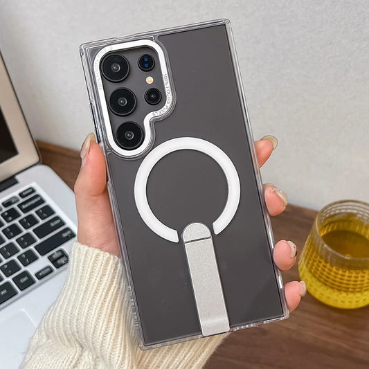 Frosted magnetic fold stand holder wireless charging case - product image