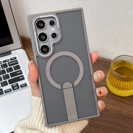 Frosted magnetic fold stand holder wireless charging case - product image