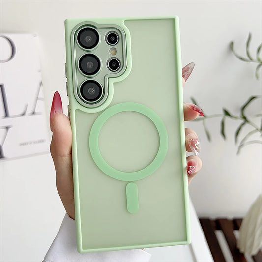 Frosted translucent magnetic matte wireless charging case - product image