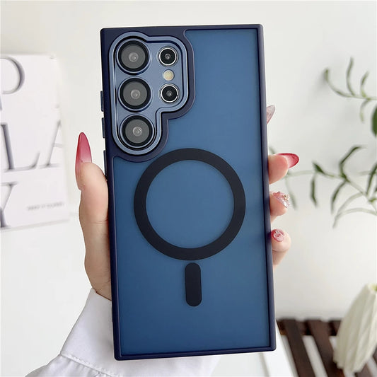 Frosted translucent magnetic matte wireless charging case - product image