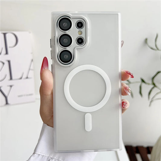 Frosted translucent magnetic matte wireless charging case - product image