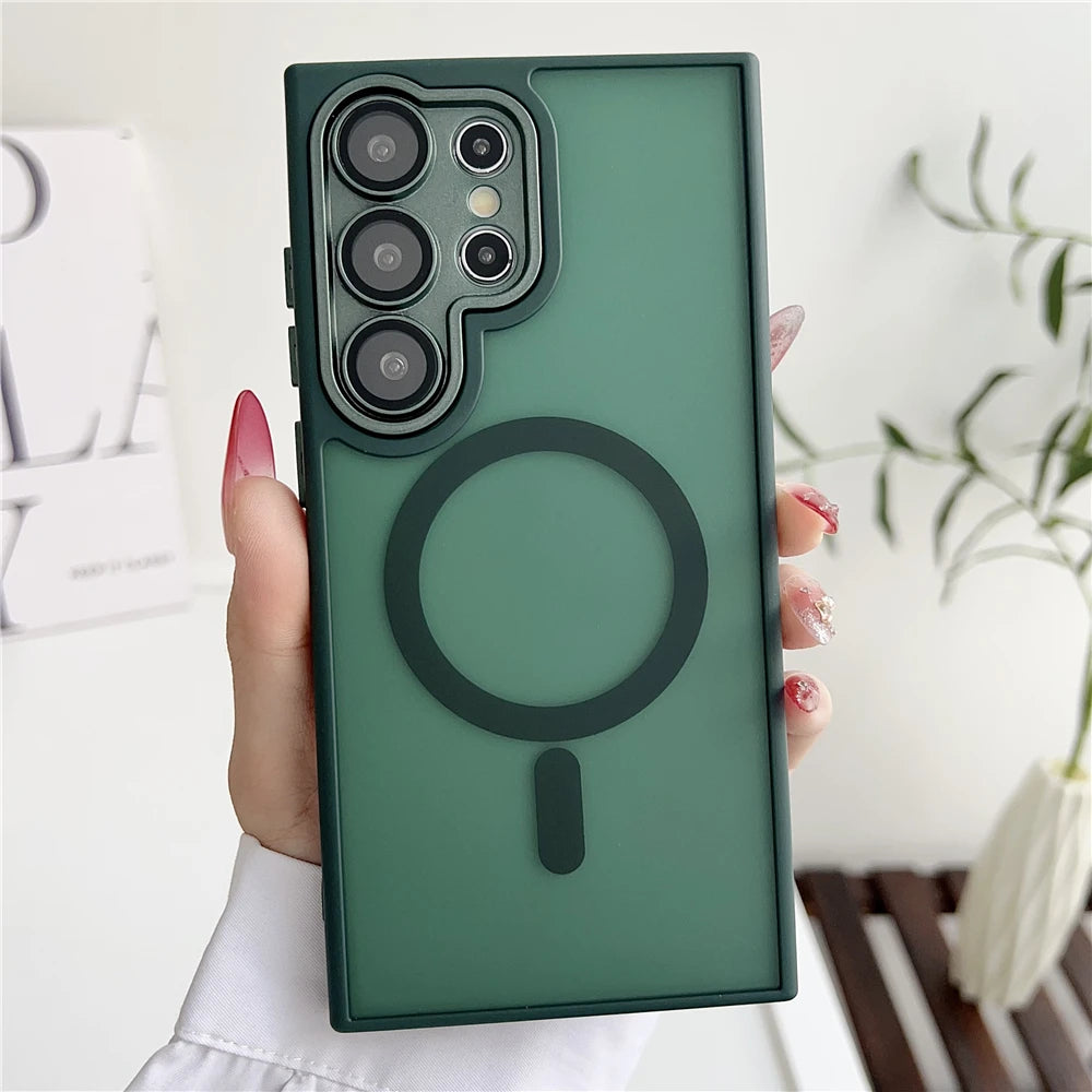 Frosted translucent magnetic matte wireless charging case - product image