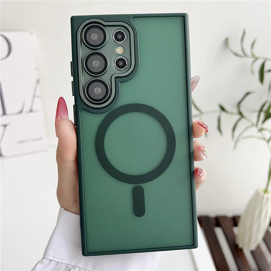 Frosted translucent magnetic matte wireless charging case - product image