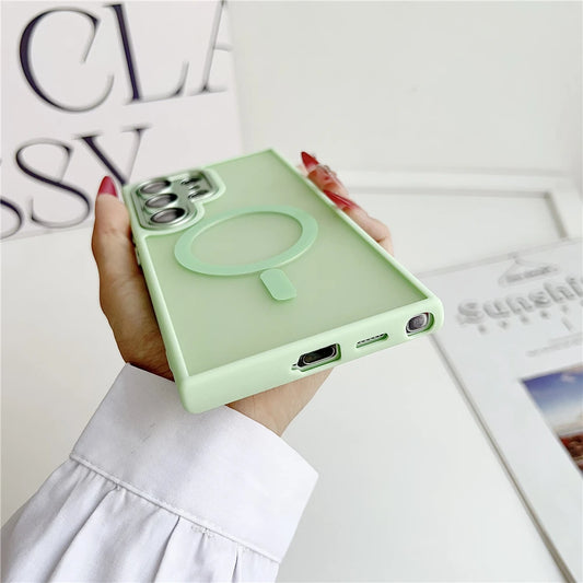 Frosted translucent magnetic matte wireless charging case - product image