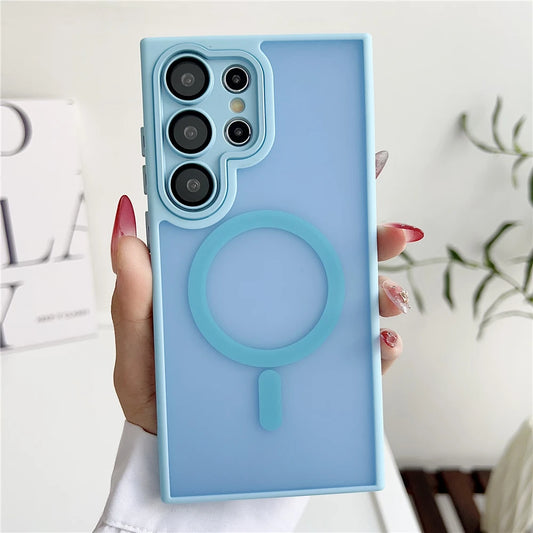 Frosted translucent magnetic matte wireless charging case - product image