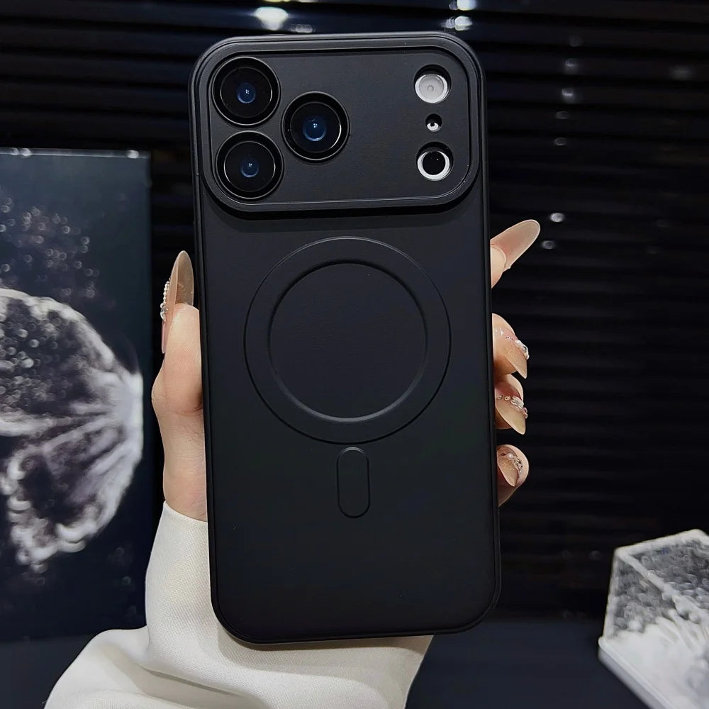 Full camera lens protection matte soft magnetic case iphone - product image