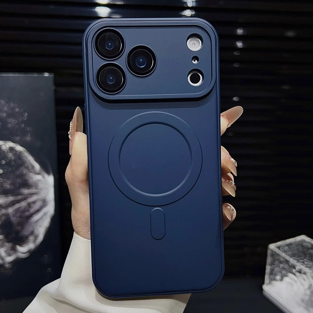 Full camera lens protection matte soft magnetic case iphone - product image