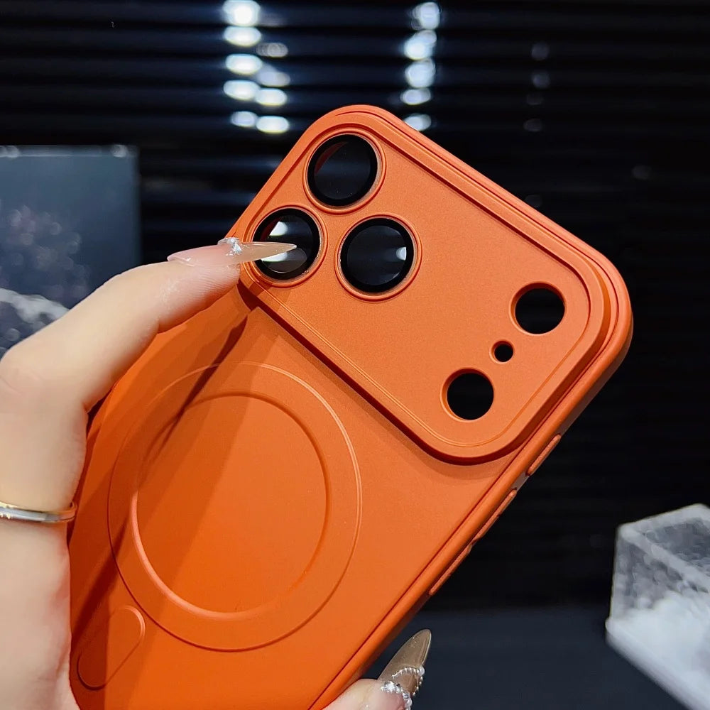 Full camera lens protection matte soft magnetic case iphone - product image
