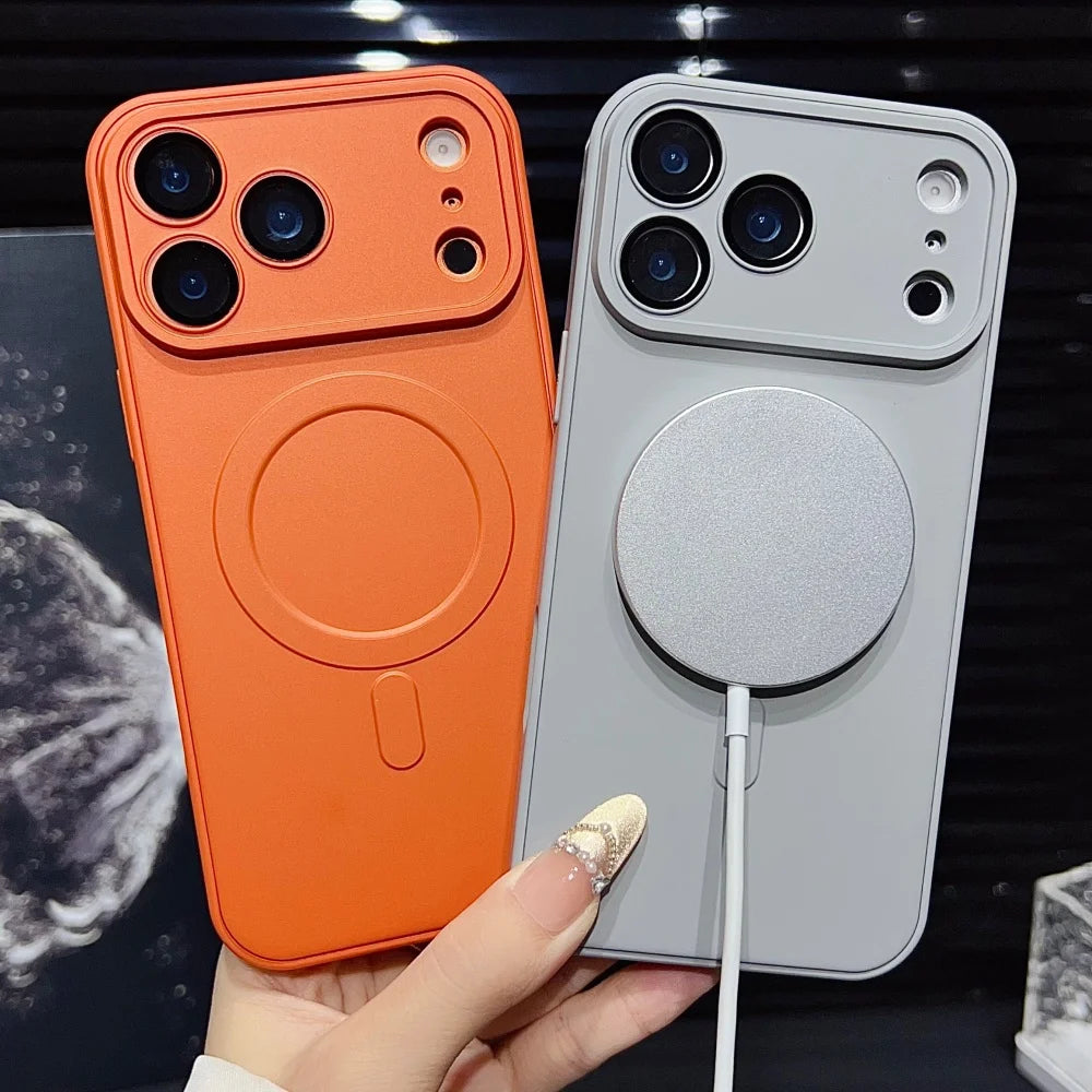 Full camera lens protection matte soft magnetic case iphone - product image