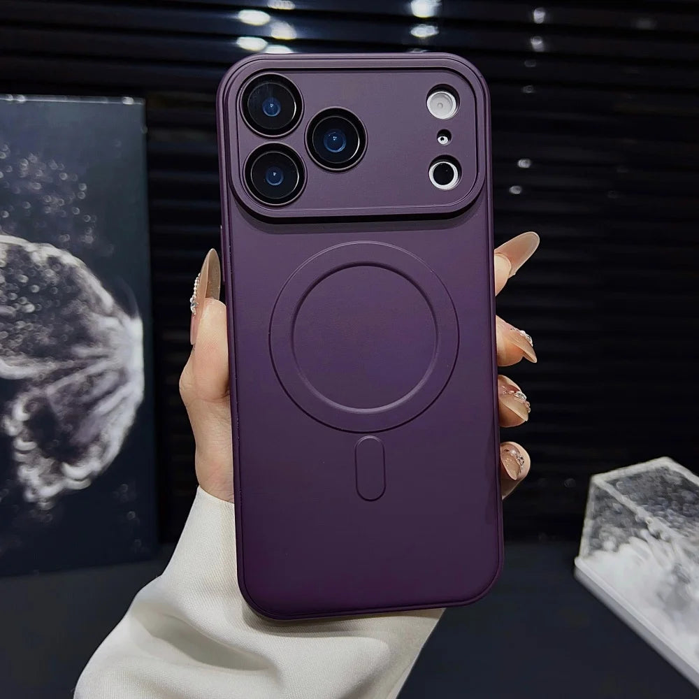 Full camera lens protection matte soft magnetic case iphone - product image