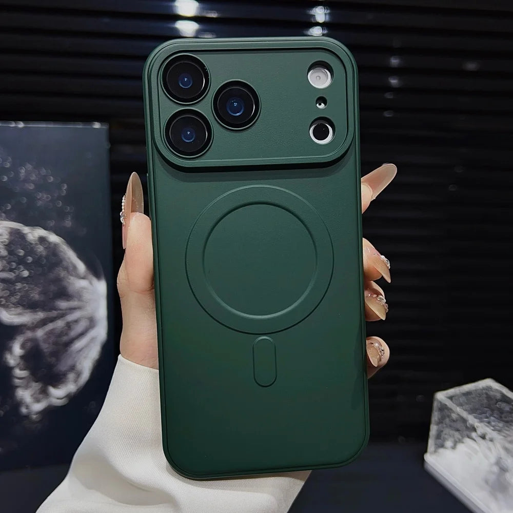 Full camera lens protection matte soft magnetic case iphone - product image