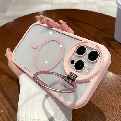 Glass lens magnetic stand holder wireless charge case - product image