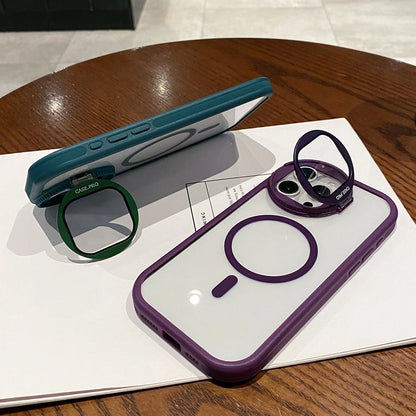 Glass lens magnetic stand holder wireless charge case - product image