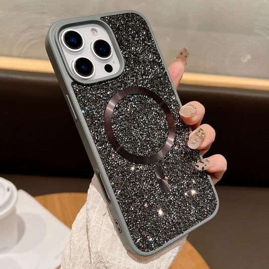 Glitter rhinestone magnetic wireless charging case - product image