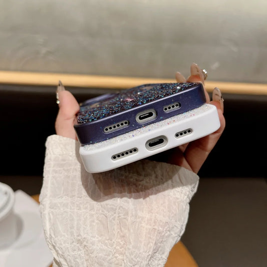 Glitter rhinestone magnetic wireless charging case - product image