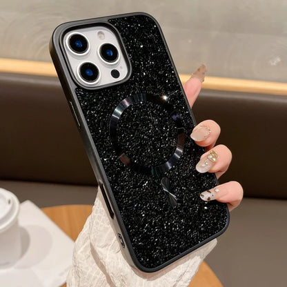 Glitter rhinestone magnetic wireless charging case - product image
