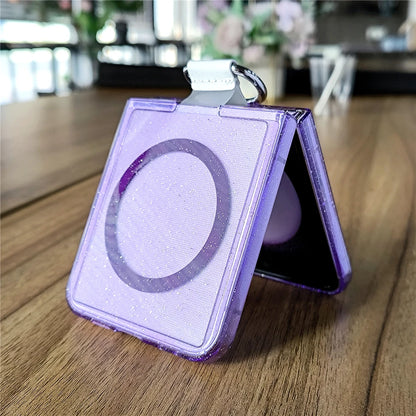 Glitter transparent magnetic ring holder wireless case samsung flip - product image