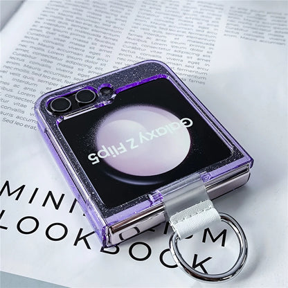 Glitter transparent magnetic ring holder wireless case samsung flip - product image