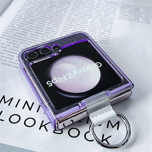 Glitter transparent magnetic ring holder wireless case samsung flip - product image