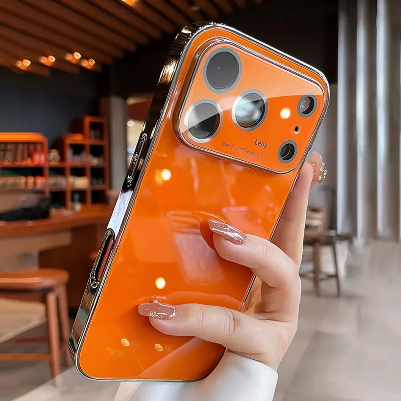 Glossy tempered glass lens protective shockproof pc case - product image