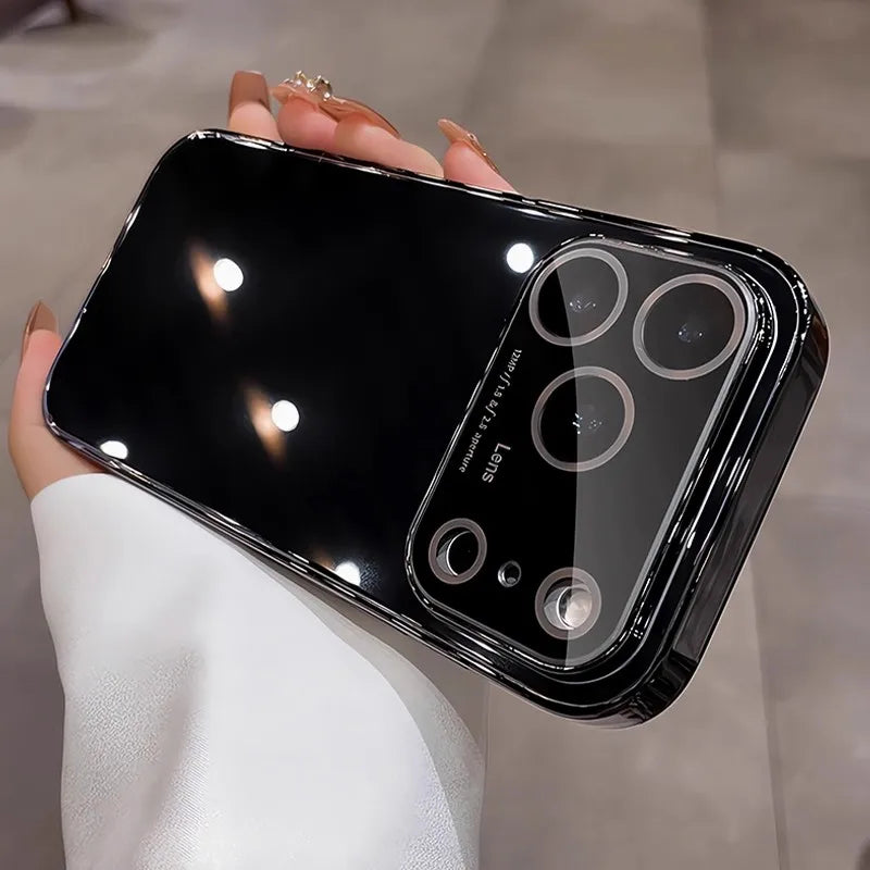 Glossy tempered glass lens protective shockproof pc case - product image