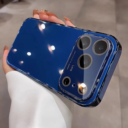 Glossy tempered glass lens protective shockproof pc case - product image