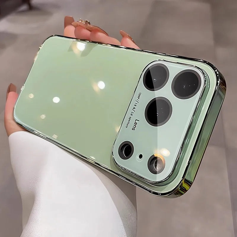 Glossy tempered glass lens protective shockproof pc case - product image