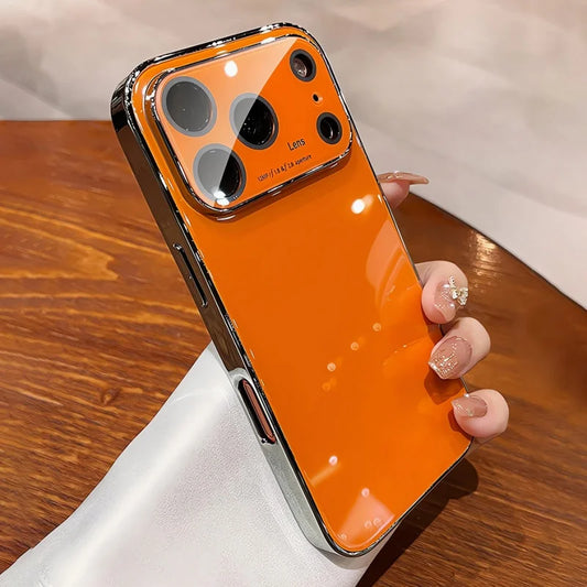 Glossy tempered glass lens protective shockproof pc case - product image