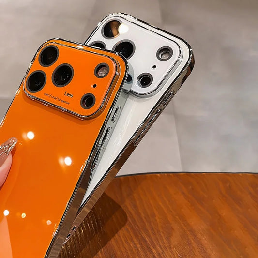 Glossy tempered glass lens protective shockproof pc case - product image