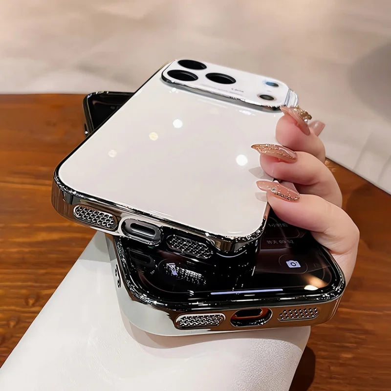 Glossy tempered glass lens protective shockproof pc case - product image