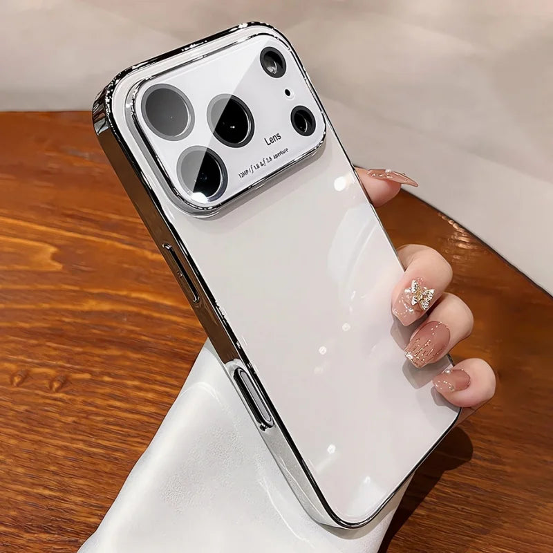 Glossy tempered glass lens protective shockproof pc case - product image