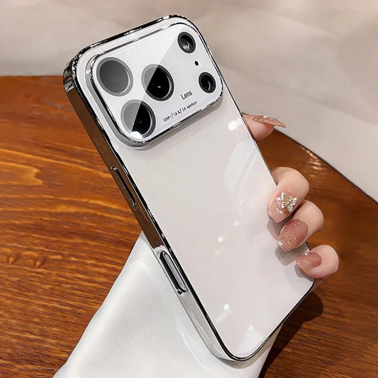 Glossy tempered glass lens protective shockproof pc case - product image