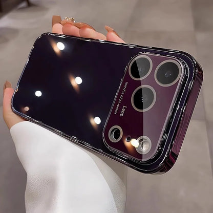 Glossy tempered glass lens protective shockproof pc case - product image