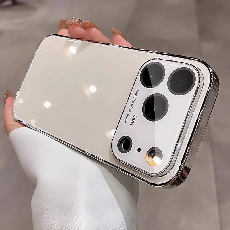 Glossy tempered glass lens protective shockproof pc case - product image