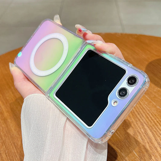 Gradient aurora rainbow laser magnetic case samsung fold flip - product image
