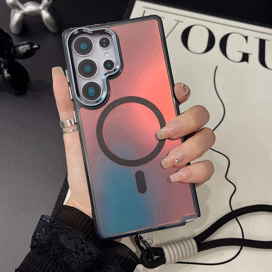 Gradient laser magnetic wrist strap shockproof phone case - product image