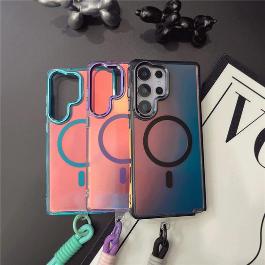 Gradient laser magnetic wrist strap shockproof phone case - product image